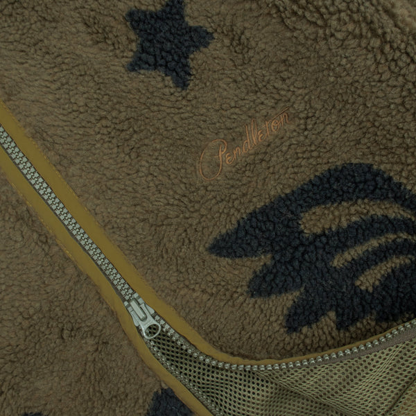 JACQUARD SHERPA FLEECE JACKET - STAR BIRD