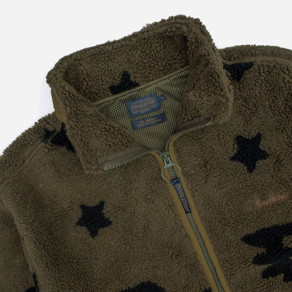 JACQUARD SHERPA FLEECE JACKET - STAR BIRD