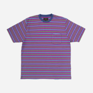 Beams+ - MULTI STRIPE POCKET T-SHIRT - PURPLE -  - Main Front View