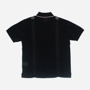 Beams+ - KNITTED MESH STRIPE POLO SHIRT - BLACK -  - Alternative View 1