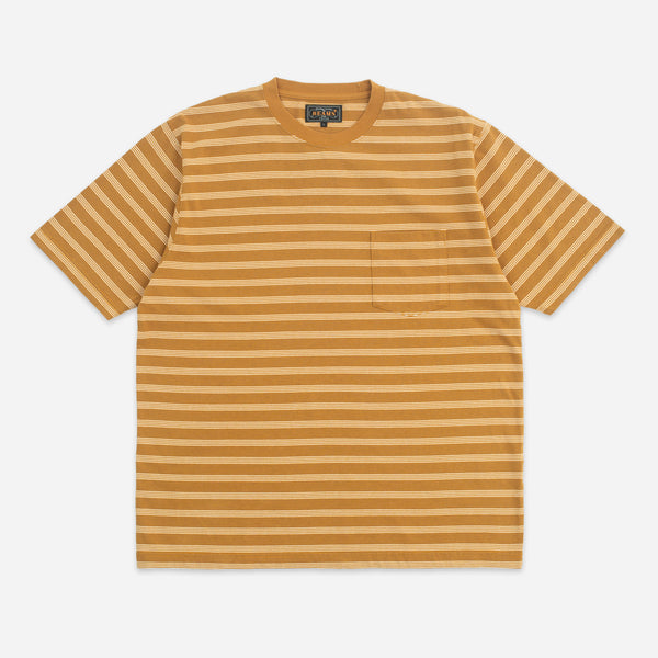 PINSTRIPE POCKET T-SHIRT - LIGHT BROWN/CLAY