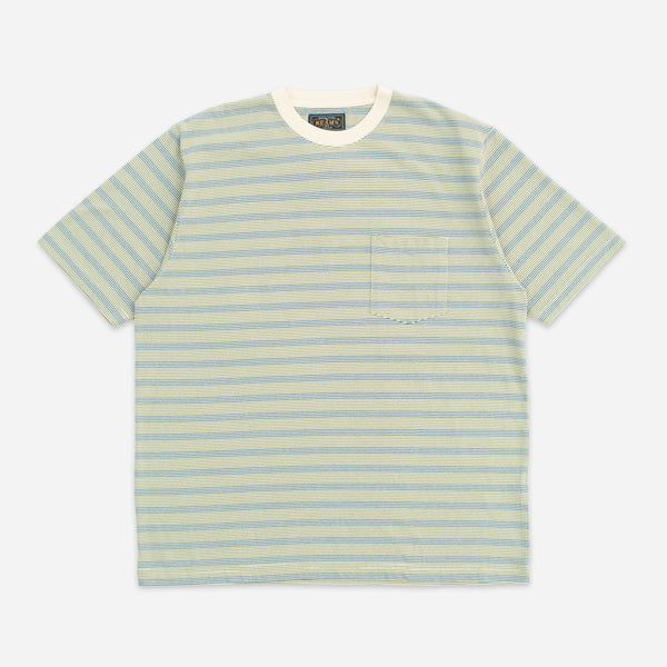 PINSTRIPE POCKET T-SHIRT - OFF WHITE/CLAY