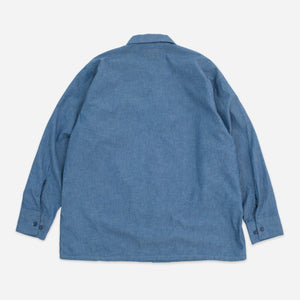 Beams+ - MIL OPEN COLLAR CHAMBRAY SHIRT - SAX BLUE -  - Alternative View 1