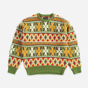 Beams+ - FAIRISLE PATTERNED KNIT - GREEN -  - Main Front View