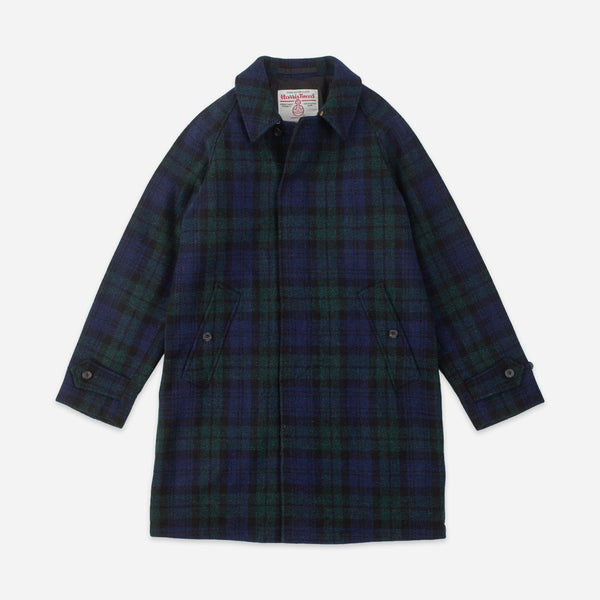 BAL LONG WOOL HARRIS TWEED COAT - BLACKWATCH