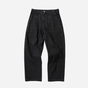 Uniform Bridge - WIDE DENIM FATIGUE PANT - BLACK WASHED -  - Main Front View