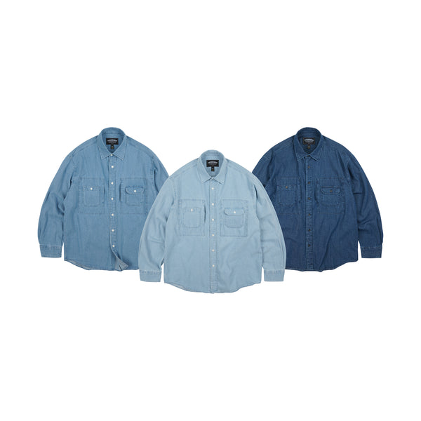 BLEACHED UTILITY SHIRT - LIGHT BLUE