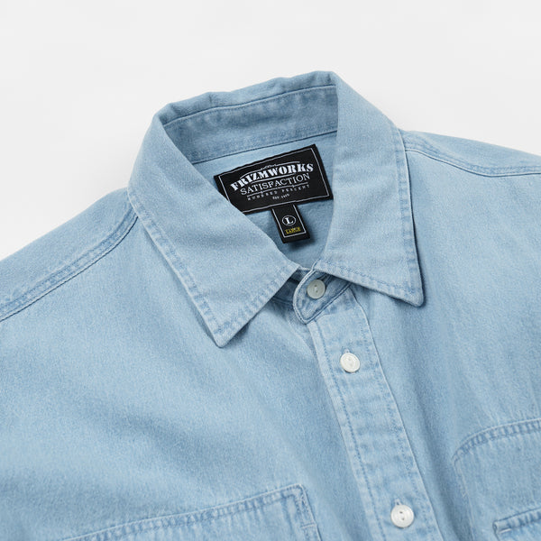 BLEACHED UTILITY SHIRT - LIGHT BLUE