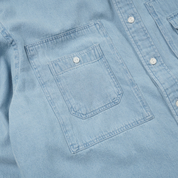 BLEACHED UTILITY SHIRT - LIGHT BLUE