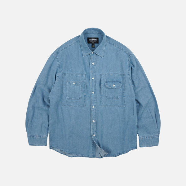 BLEACHED UTILITY SHIRT - LIGHT BLUE
