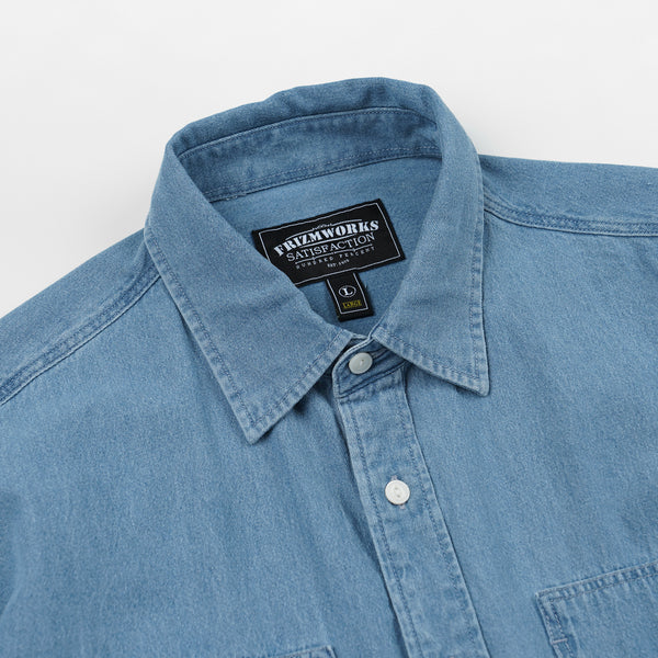 BLEACHED UTILITY SHIRT - LIGHT BLUE