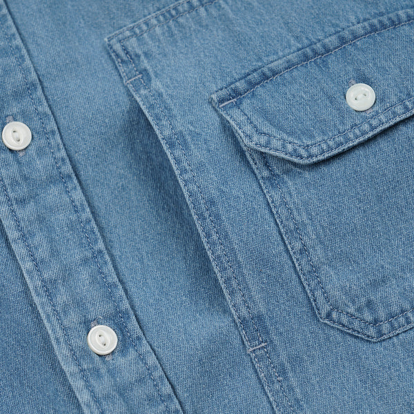 BLEACHED UTILITY SHIRT - LIGHT BLUE
