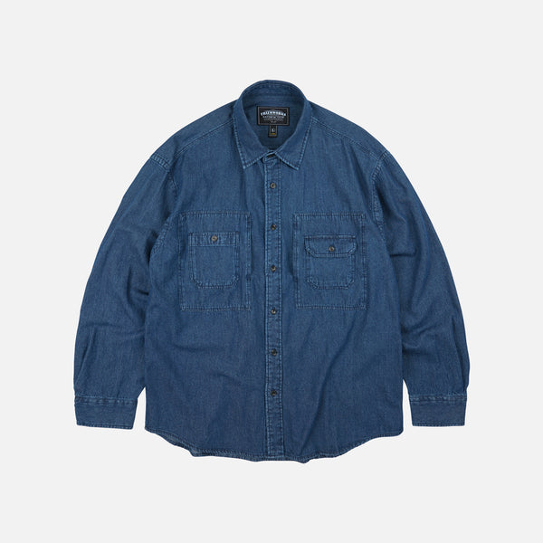 BLEACHED DENIM UTILITY SHIRT - INDIGO