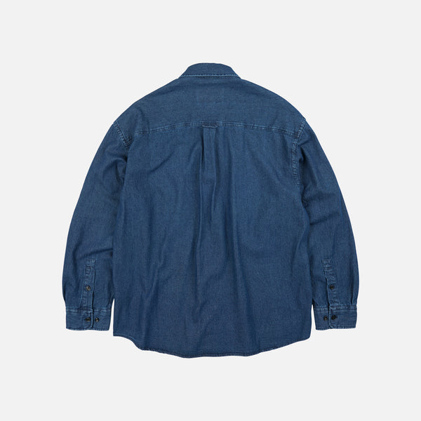 BLEACHED DENIM UTILITY SHIRT - INDIGO