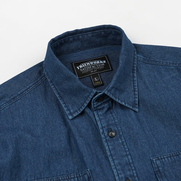 BLEACHED DENIM UTILITY SHIRT - INDIGO