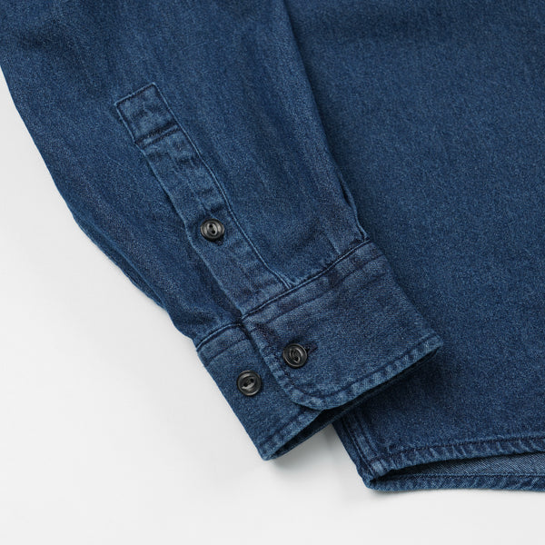 BLEACHED DENIM UTILITY SHIRT - INDIGO