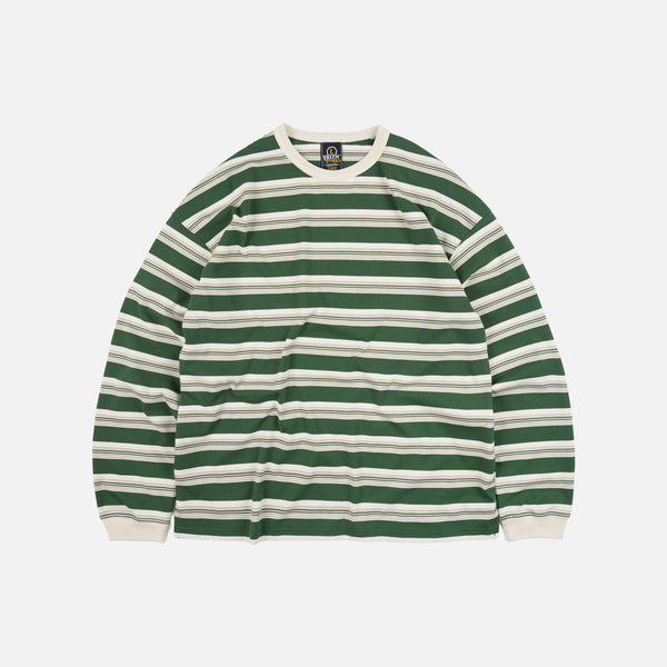 BLOCK STRIPE L/S T-SHIRT - DARK GREEN