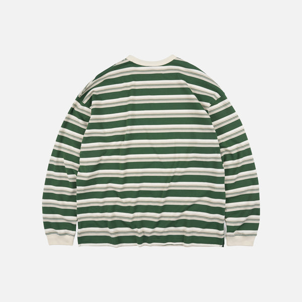 BLOCK STRIPE L/S T-SHIRT - DARK GREEN
