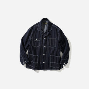 Uniform Bridge - STRIPE COVERALL DENIM JACKET - DARK BLUE RINSED -  - Main Front View