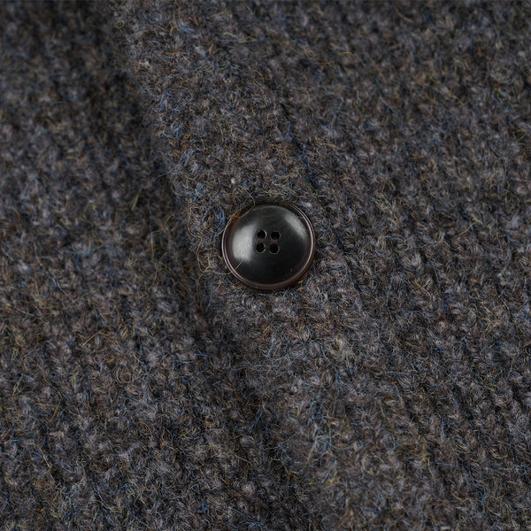 BRUSHED WOOL ROUND CARDIGAN - BROWN EAN