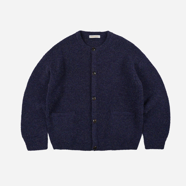 BRUSHED WOOL ROUND CARDIGAN - PURPLE