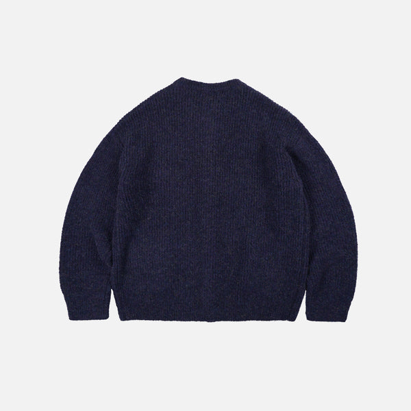 BRUSHED WOOL ROUND CARDIGAN - PURPLE EAN
