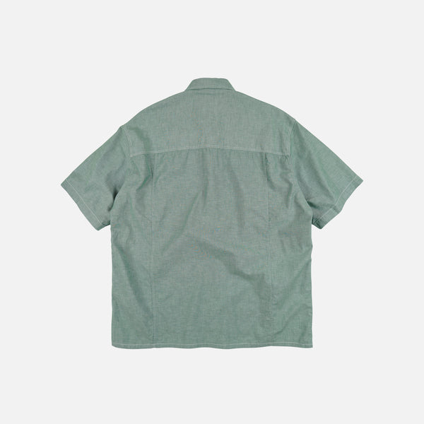 CHAMBRAY BIG POCKET HALF SHIRT - GREEN