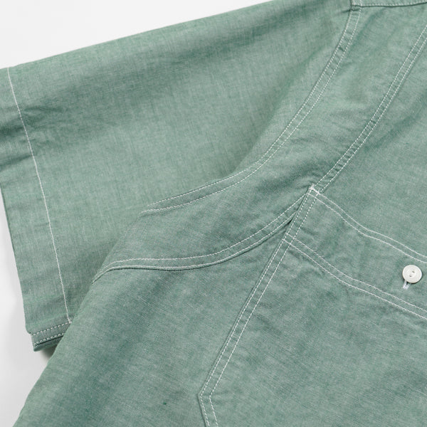 CHAMBRAY BIG POCKET HALF SHIRT - GREEN