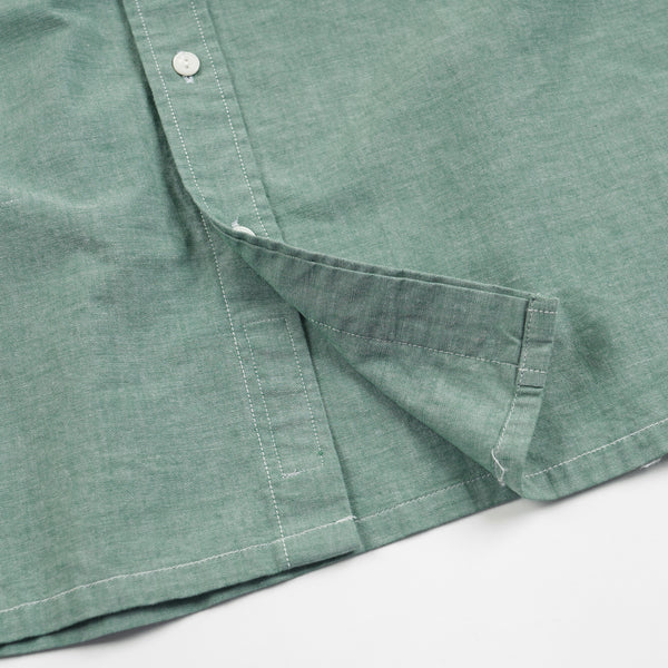 CHAMBRAY BIG POCKET HALF SHIRT - GREEN