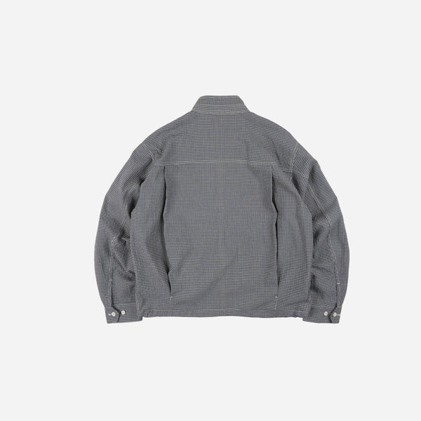 BUDDY CHECK HARRINGTON JACKET - SEA BLUE