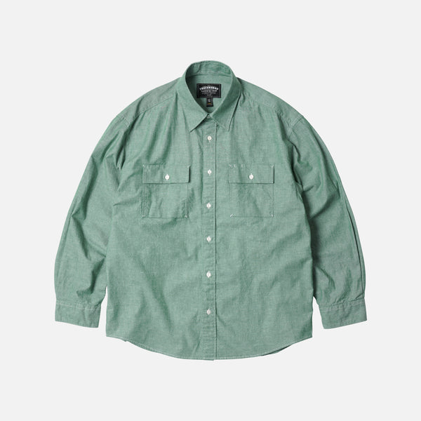 CIGARETTE POCKET CHAMBRAY SHIRT - GREEN