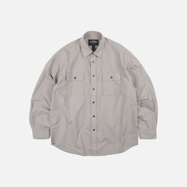 CIGARETTE POCKET TYPEWRITER SHIRT - MUD