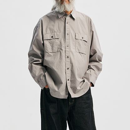 CIGARETTE POCKET TYPEWRITER SHIRT - MUD