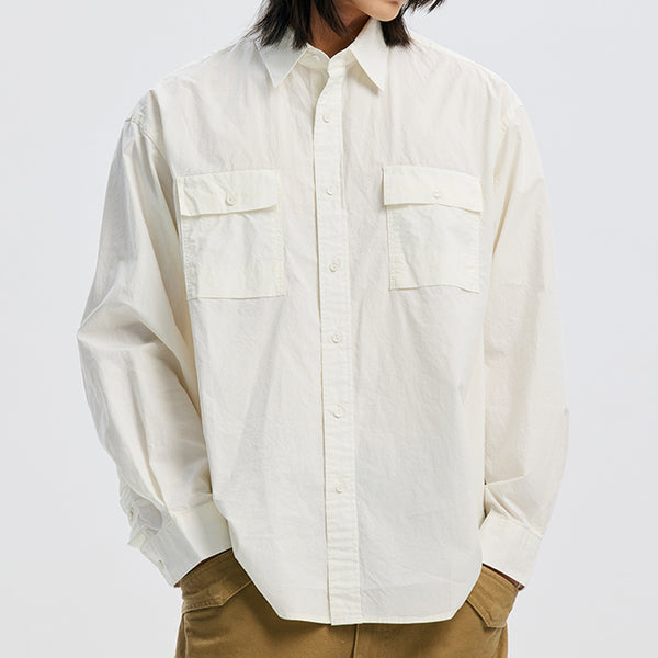CIGARETTE POCKET TYPEWRITER SHIRT - BUTTER
