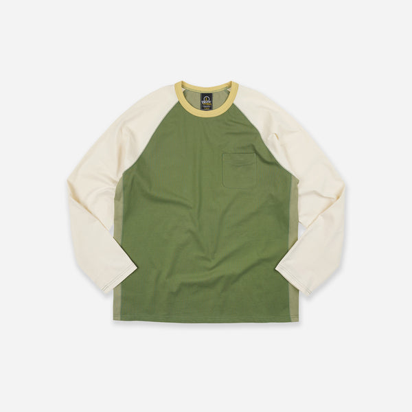 COLOUR BLOCK RAGLAN T-SHIRT - OLIVE