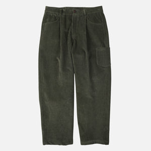 Frizmworks - CORDUROY WIDE ONE TUCK PANTS - OLIVE -  - Main Front View
