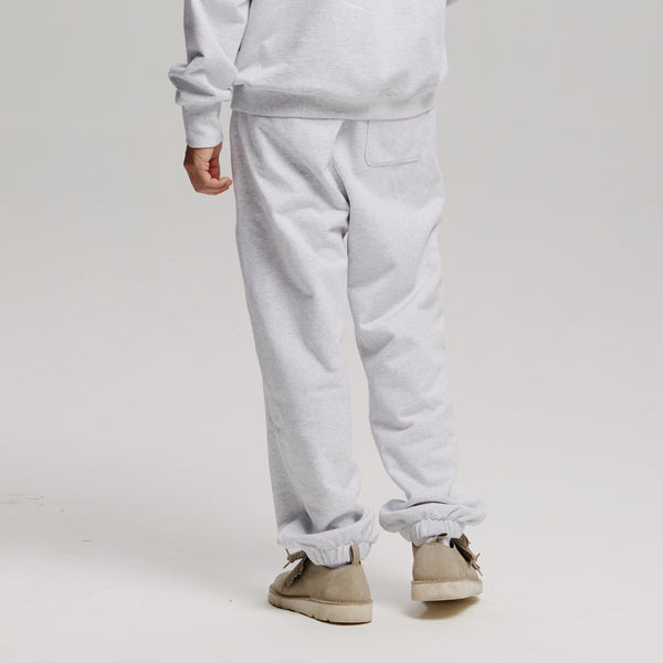 COVER STITCH SWEAT PANTS - WHITE MELANGE