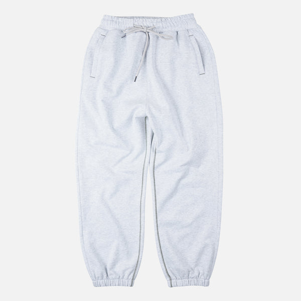 COVER STITCH SWEAT PANTS - WHITE MELANGE