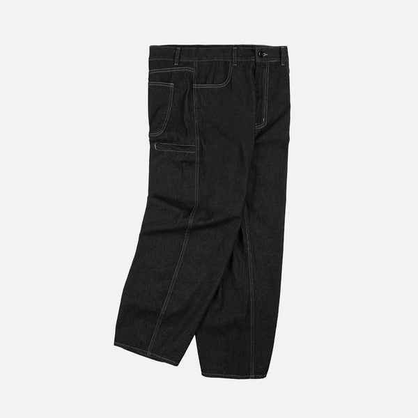 CURVED DENIM PANTS - BLACK