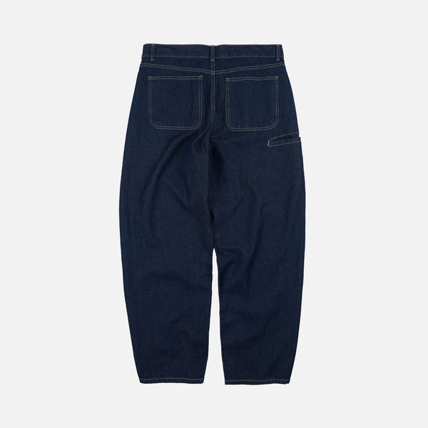CURVED DENIM PANTS - INDIGO