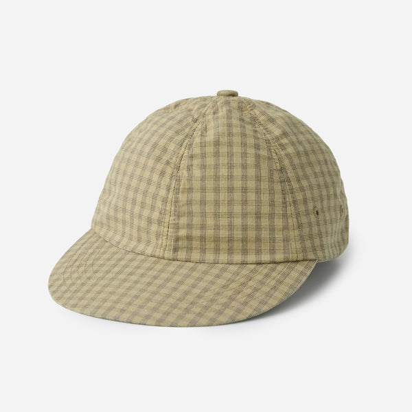 6 PANEL LINEN BASEBALL CAP - YELLOW GLEN CHECK