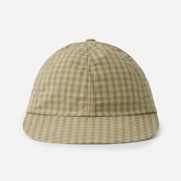 6 PANEL LINEN BASEBALL CAP - YELLOW GLEN CHECK