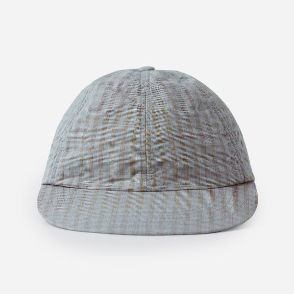 6 PANEL LINEN BASEBALL CAP - BLUE GLEN CHECK