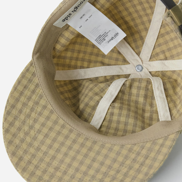 6 PANEL LINEN BASEBALL CAP - YELLOW GLEN CHECK
