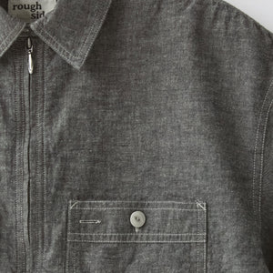 Rough Side - CHAMBRAY HALF SHIRT - BLACK CHAMBRAY -  - Alternative View 1