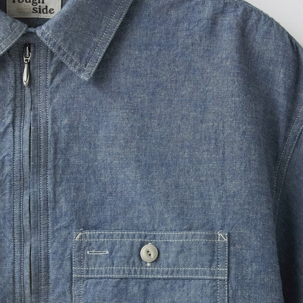 CHAMBRAY HALF SHIRT - INDIGO CHAMBRAY