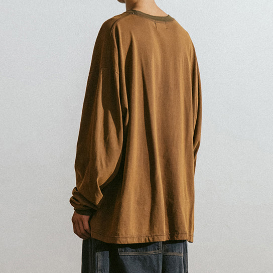 W.O.T.S LONG SLEEVE WASHED T-SHIRT - BROWN