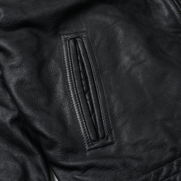 DESTROYED COWHIDE LEATHER JACKET - BLACK