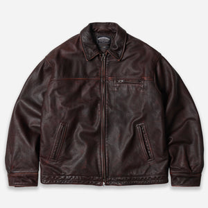 Frizmworks - DESTROYED COWHIDE LEATHER JACKET -  BROWN -  - Main Front View