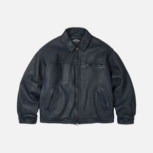 Frizmworks - DESTROYED LEATHER JACKET - WASHED NAVY -  - Main Front View